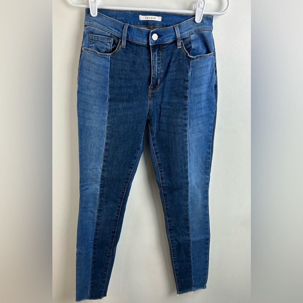 Pacsun LA Two toned high rise jeggings jeans size 26 Raw Hem Pockets